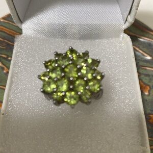 Elegant Green Gemstone Cluster Ring